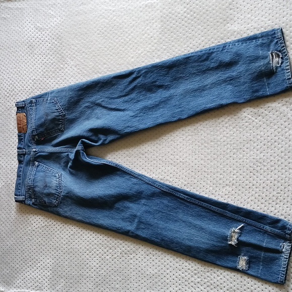 Vintage Levi 1991 501s Distressed Jeans Natural Fading size 31 -32 - Picture 2 of 15